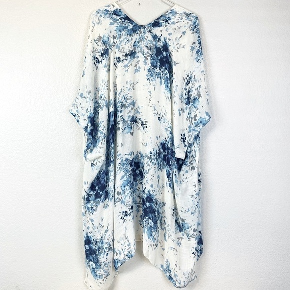 Love Stitch Floral Watercolor Open Front Beach Kimono OS - Picture 4 of 10